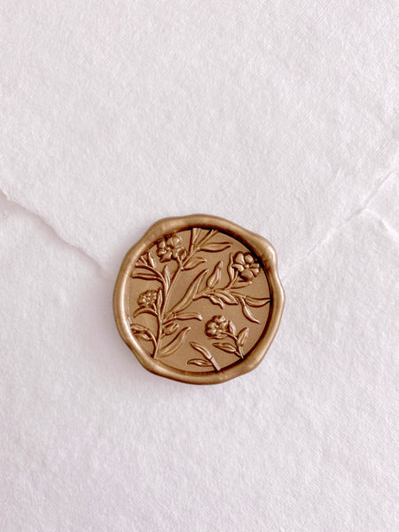 3D floral round wax seal in gold