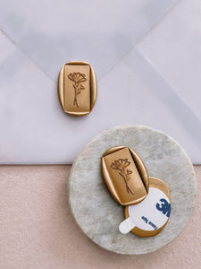 Abstract flower rectangular wax seal stickers in gold