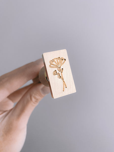 Abstract floral design rectangular wax seal brass stamp head