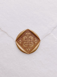 Moroccan tile pattern square shaped wax seal in gold