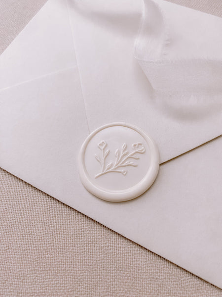 Botanical floral wax seal  in off white_side angle