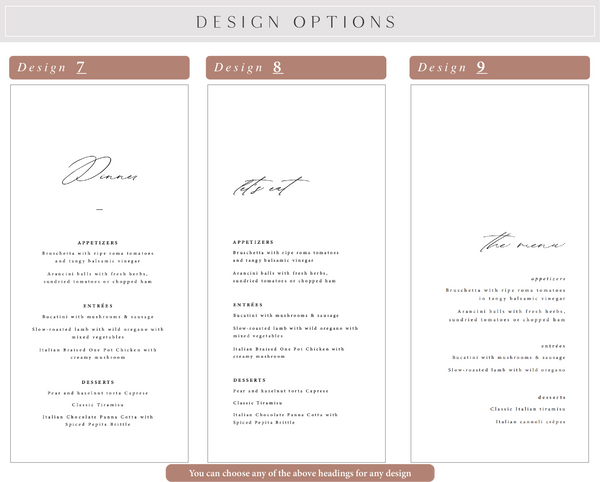 Design menu options 6-9