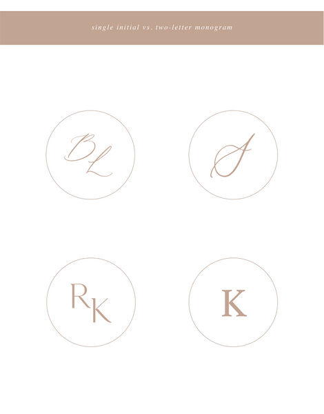 Single initial and two-letter monogram design examples
