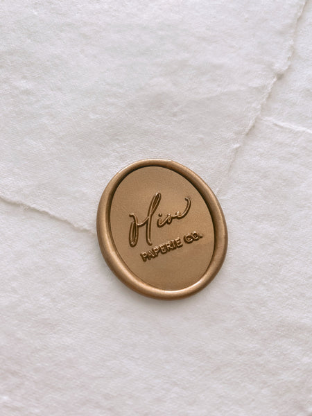 Custom logo gold wax seal for Olive Paperie Co.