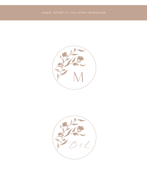 Floral silhouette initial and monogram design examples
