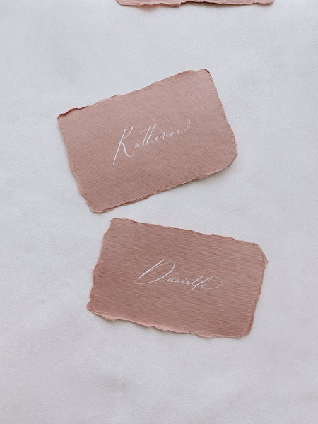 Handmade Paper Place Cards in Terracotta