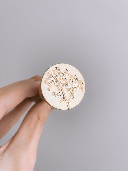 Lily floral wax seal brass head stamp