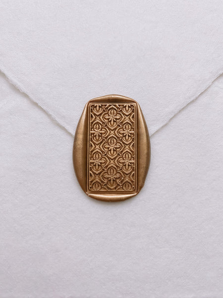 Moroccan tile pattern rectangular wax seal in gold