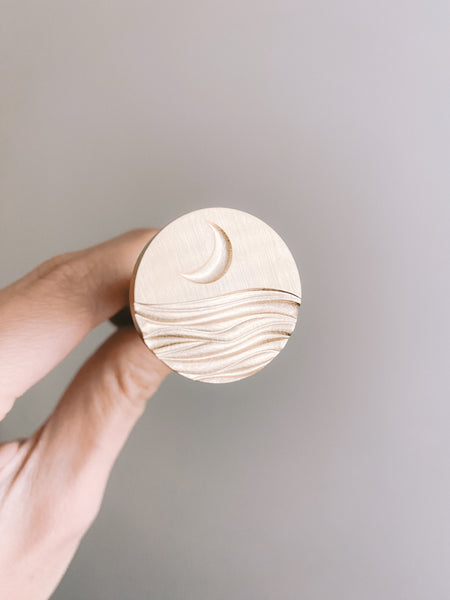 3D moon and ocean wax seal brass stamp head