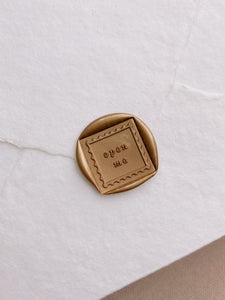 Open Me square shaped gold wax seal