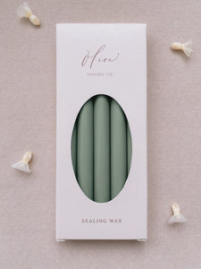 a box of 5 sage green sealing wax sticks_front angle