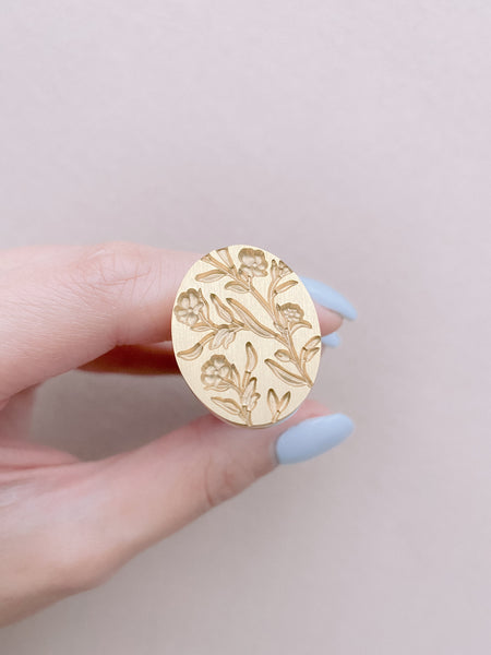 3D oval floral wax seal brass stamp head