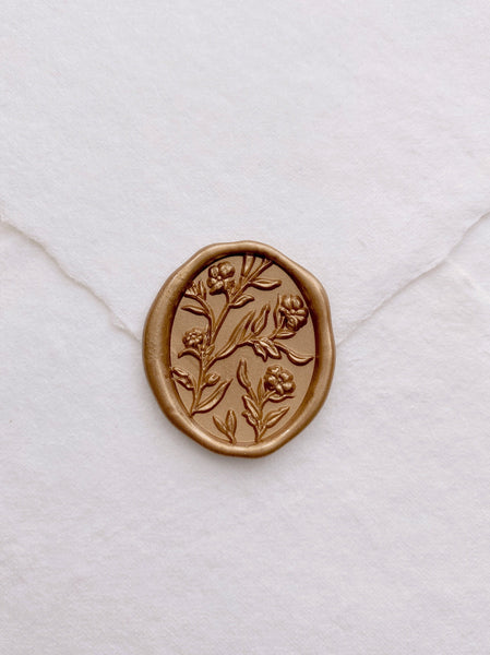 3D oval floral wax seal in gold