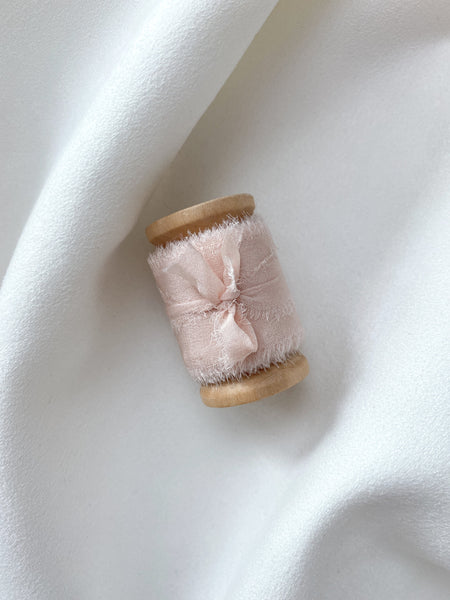 1 inch raw edge silk ribbon in color Nude