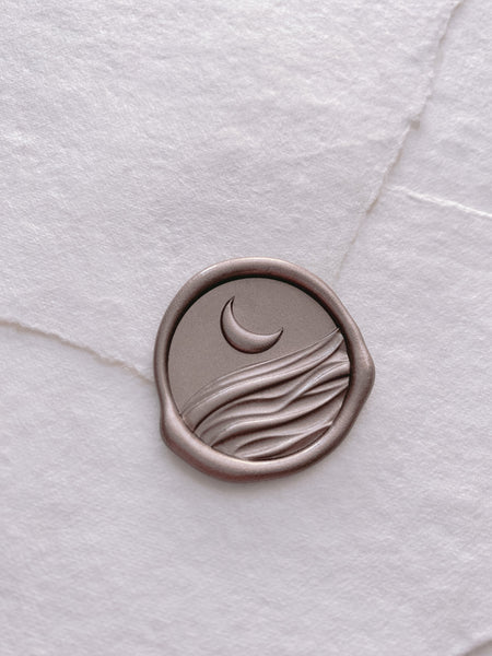 Floral 3D moonlight wax seal in mocha on handmade paper envelope