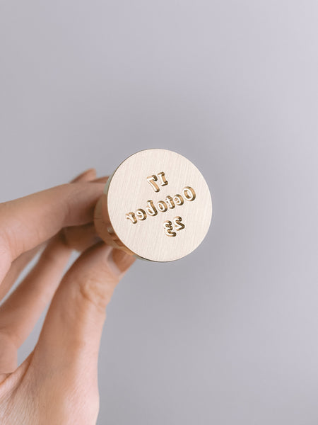 Personalized wedding date round wax seal brass stamp head